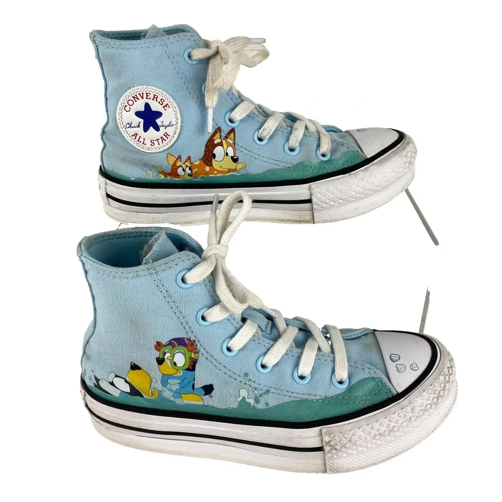 Converse All Star Bluey Sneakers Youth 1 High Top Light Blue Cartoon Bluesy